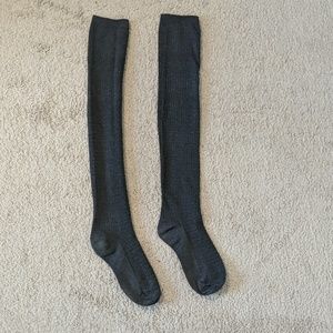 Gray Knee-High Knitted Socks